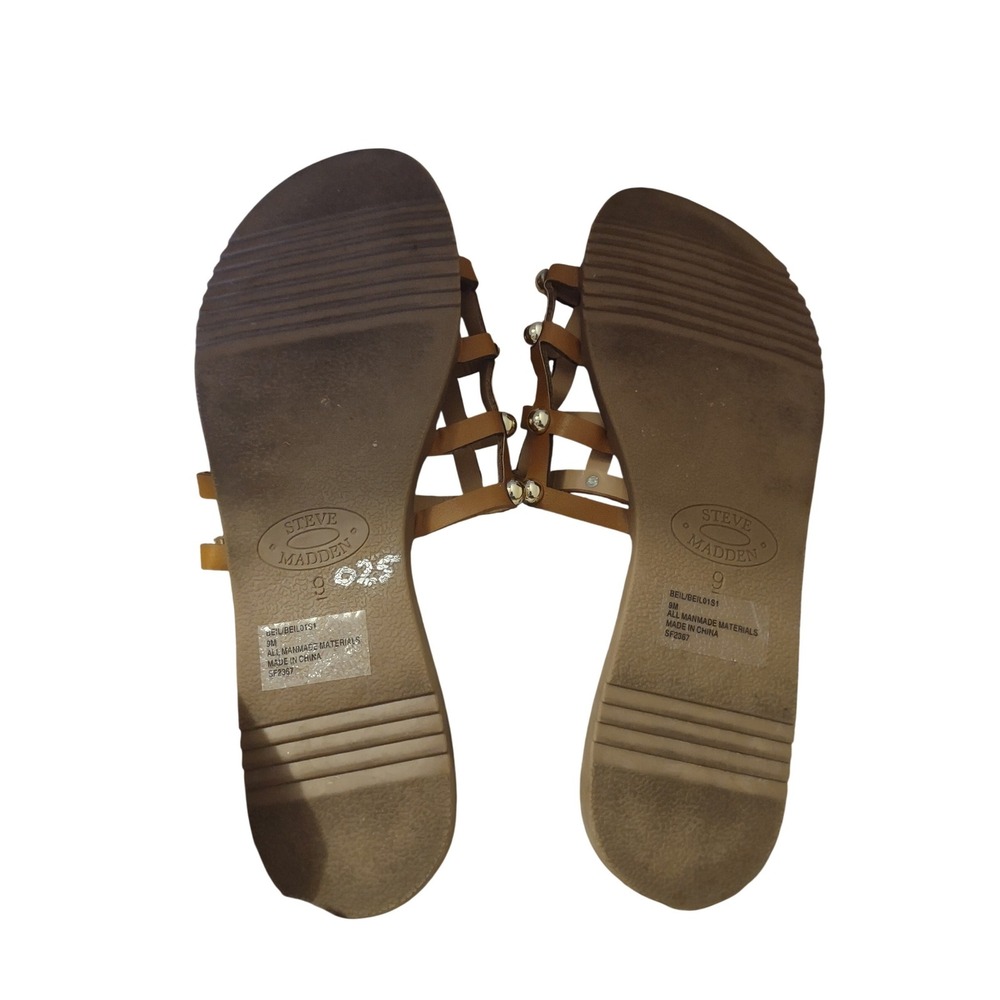 Steve Madden Beil Brown Cage Studded Slide Sandals Womens Cognac Flat Summer - Picture 3 of 3
